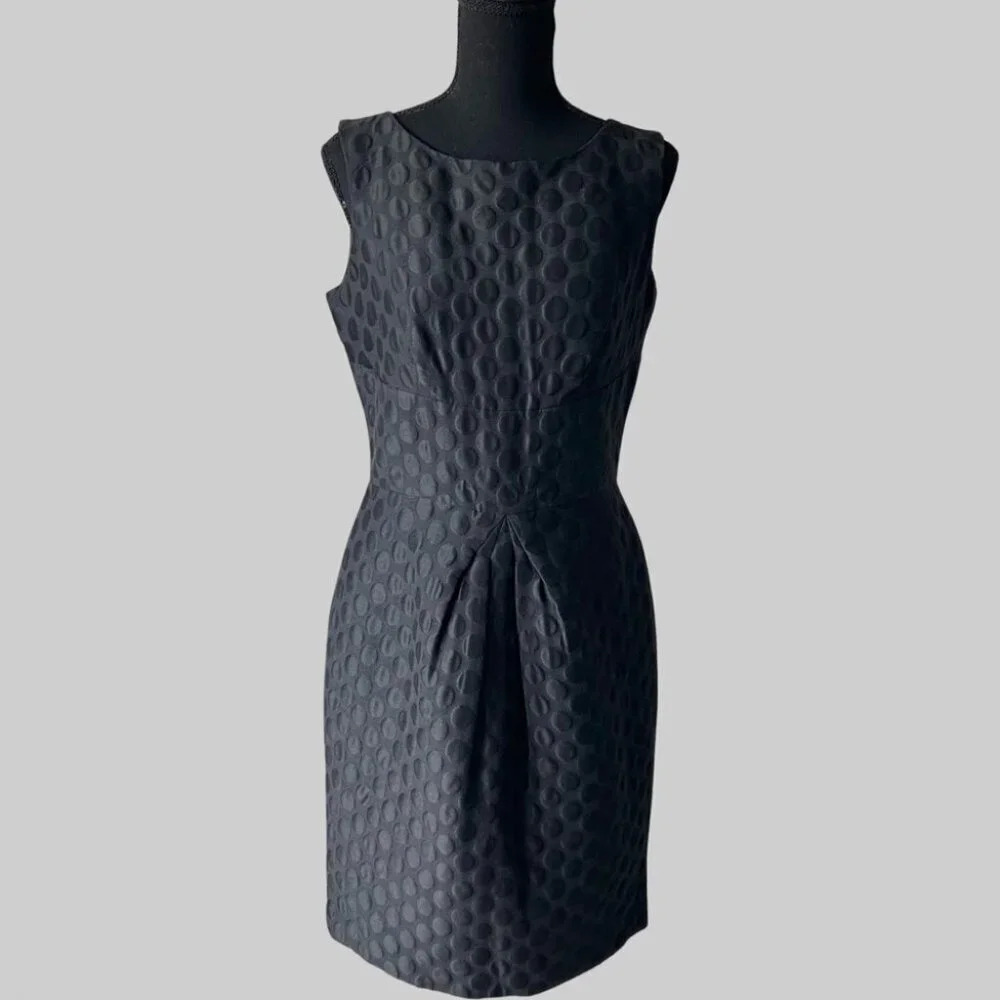 Brooks Brothers Black Polka Dots Textured Sleeveless Sheath Dress